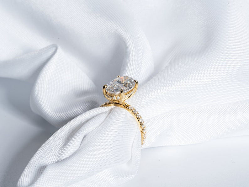 Stunning 3.50 CT Oval Shape Moissanite Engagement Ring with Hidden Halo & Pave Design 3