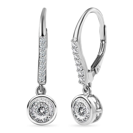 Round Cut Cubic Zirconia in 925 Sterling Silver Earrings 1