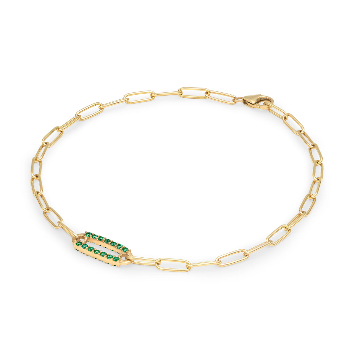 1.5 TCW Round Emerald Lab Made Diamond-May Birthstone Chain Bracelet 4