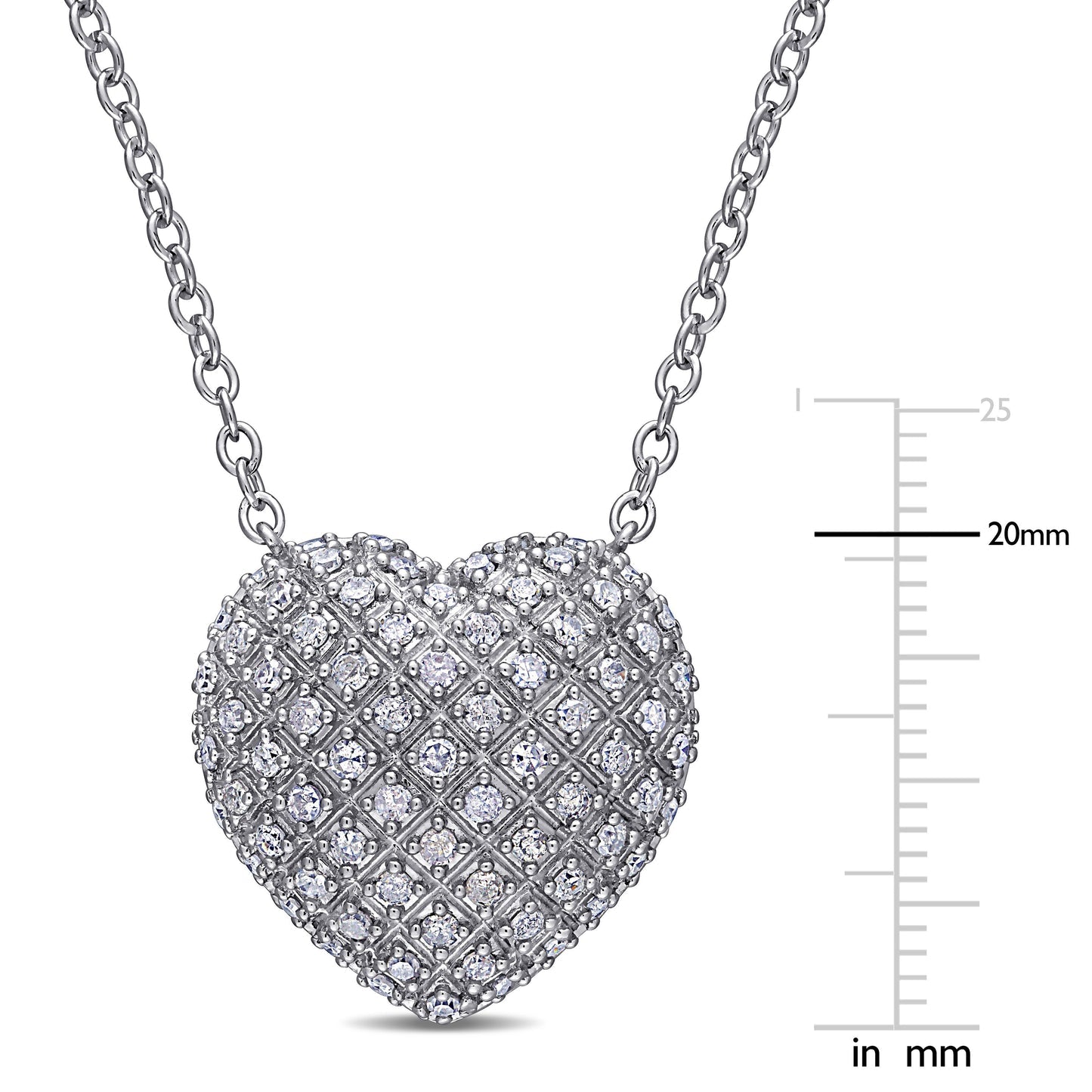 Round Cut Cubic Zirconia in 925 Sterling Silver Necklace 10