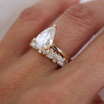 Stunning 0.4 TCW Pear & Round Moissanite Stones Alternate Wedding Band 5