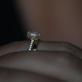 0.90 CT Emerald Cut Pave CVD F/VVS2 Diamond Engagement Ring 4