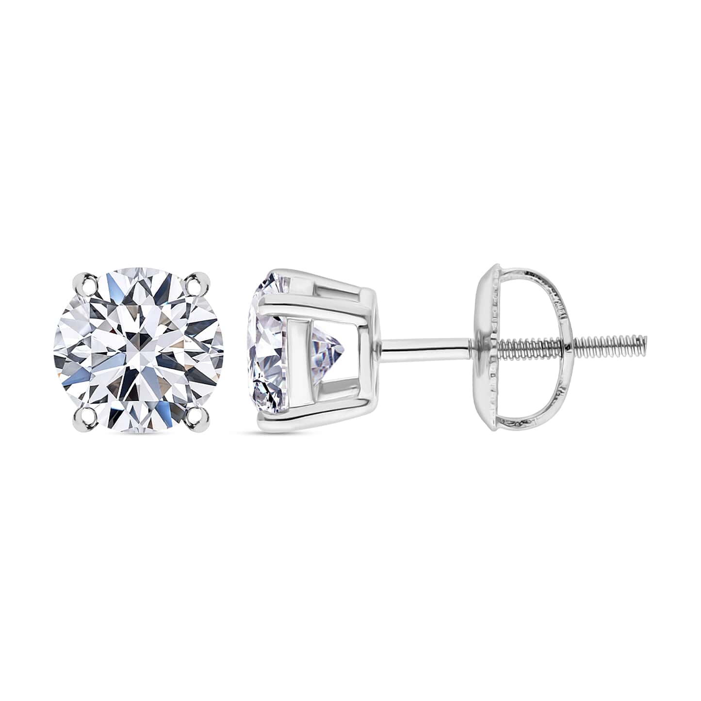 Round Cut Cubic Zirconia in 925 Sterling Silver Earrings 7