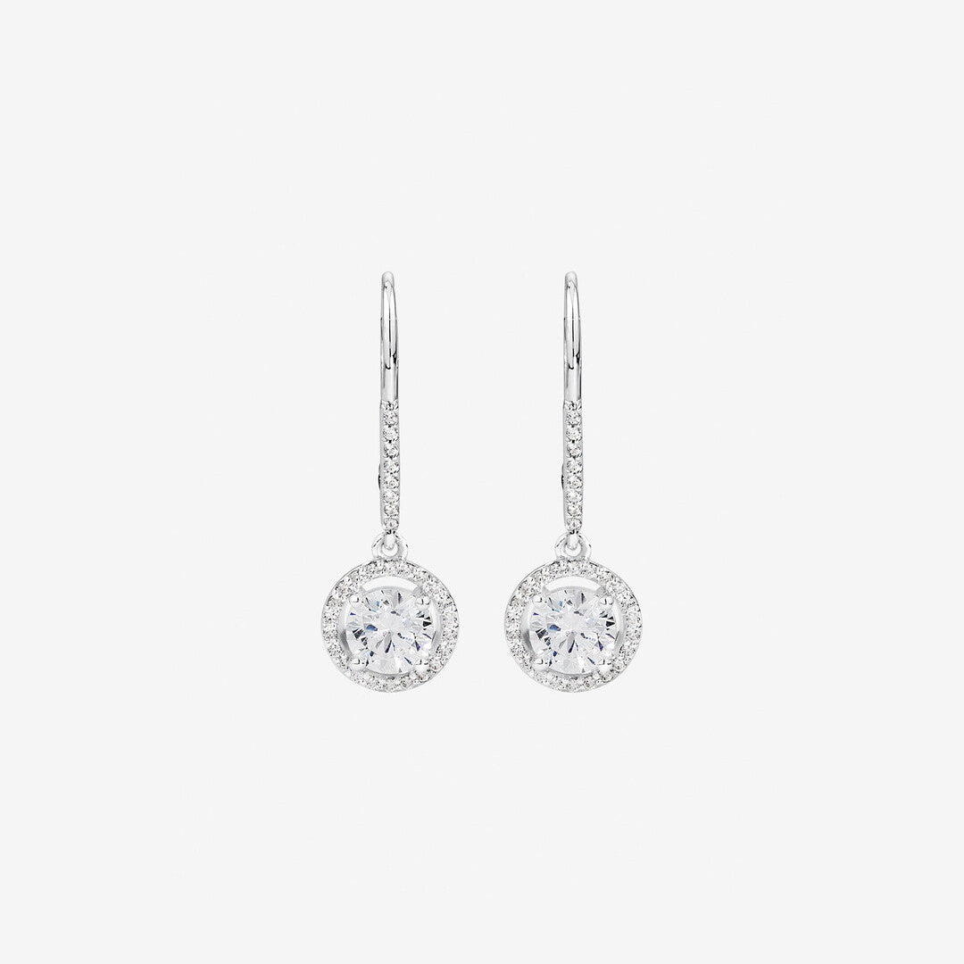 Round Cut Cubic Zirconia in 925 Sterling Silver Earrings 2