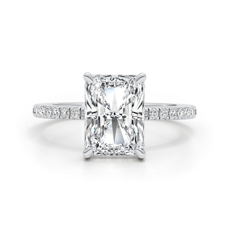Classic 3.0 CT Radiant Moissanite Engagement Ring with Pave Design 1