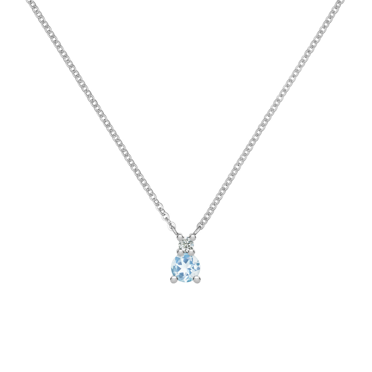 0.15 CT Round Aquamarine Lab Made Diamond- March Birthstone Necklace 7