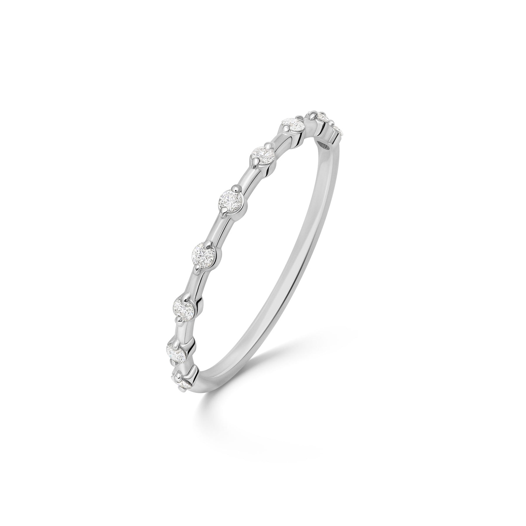 Stunning 0.1 TCW Round Moissanite Stones Half Eternity Wedding Bands 2