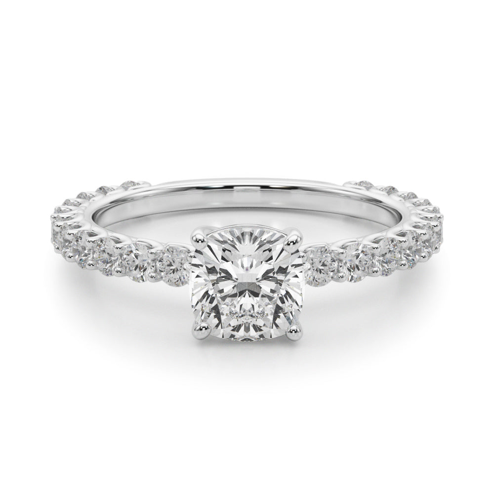Stunning 0.50-1.50 CT Cushion Moissanite Engagement Ring with Pave Design 1