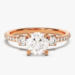 Stunning 1.0 CT Round Moissanite Engagement Ring with Three Stone & Pave Design 5