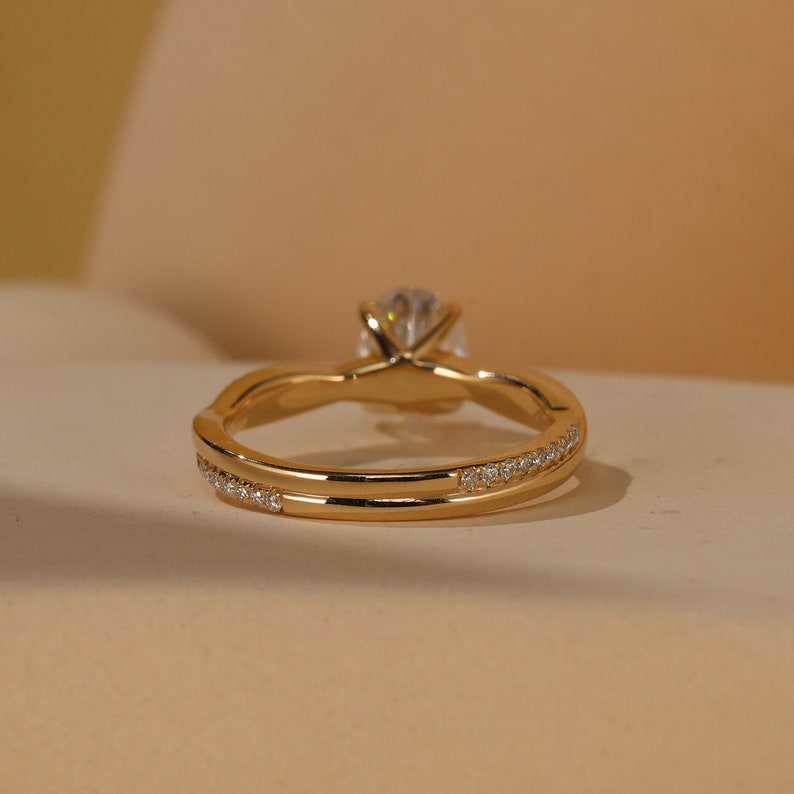 Stunning 2.0 CT Oval Moissanite Engagement Ring with Twisted Pave Design 4