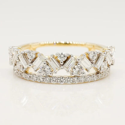 Stunning 0.50 CT Round & Baguette Moissanite Stones Tiara Wedding Band 1