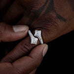 0.8 CT Round Pave Star Style Silver Men's Wedding Band 2