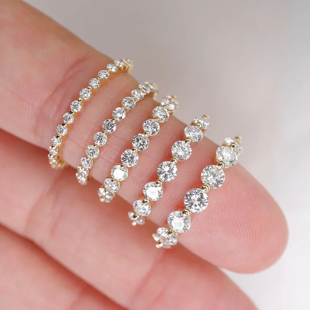 Stunning 0.4 TCW Round Moissanite Stone Half Eternity Wedding Band 7