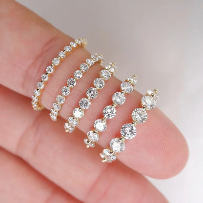 Stunning 0.4 TCW Round Moissanite Stone Half Eternity Wedding Band 7