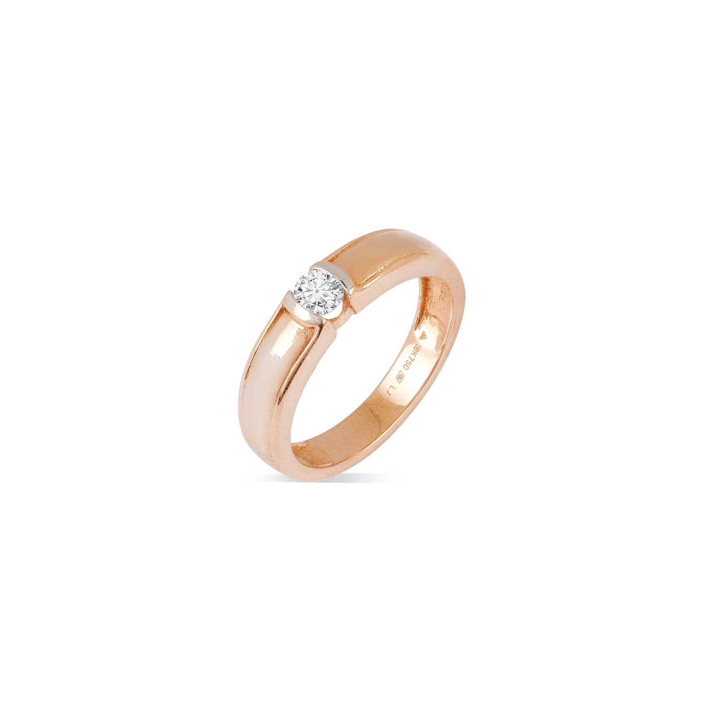 Delicate Moissanite Men's Wedding Band with Round Cut Stones in Solid Gold 2