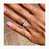 Classic 2.0 CT Radiant Moissanite Engagement Ring with Three Stone Design 5