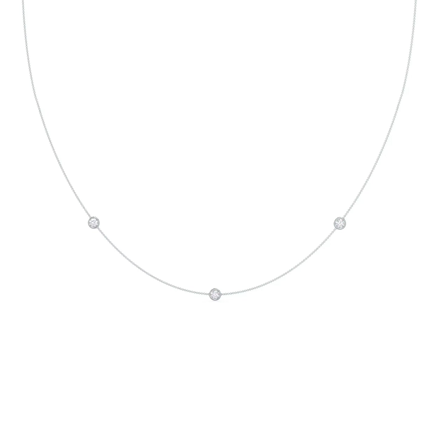 0.30 TCW Round Moissanite Diamond Floating Diamond Bezel Necklace in Solid Gold 5