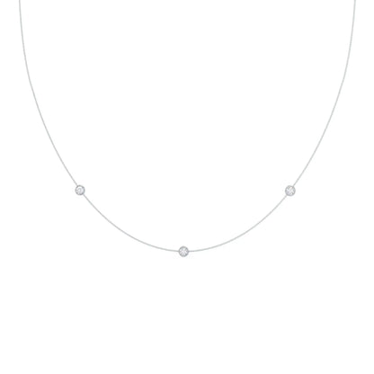 0.30 TCW Round Moissanite Diamond Floating Diamond Bezel Necklace in Solid Gold 5