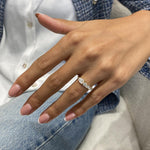 Stunning 1.13 CT Round & Pear Moissanite Stones Open Wedding Bands 4