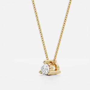 0.30 CT Round Moissanite Diamond Solitaire Necklace in Solid Gold