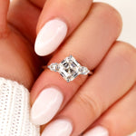 Stunning 2.20 CT Asscher Moissanite Engagement Ring with Three Stone Design 6