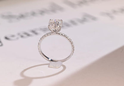 Stunning 1.0 - 2.0 CT Pear Moissanite Engagement Ring with Pave Design 8