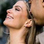 0.50 TCW Round Cut Moissanite Bar Stud Earrings in Gold 2