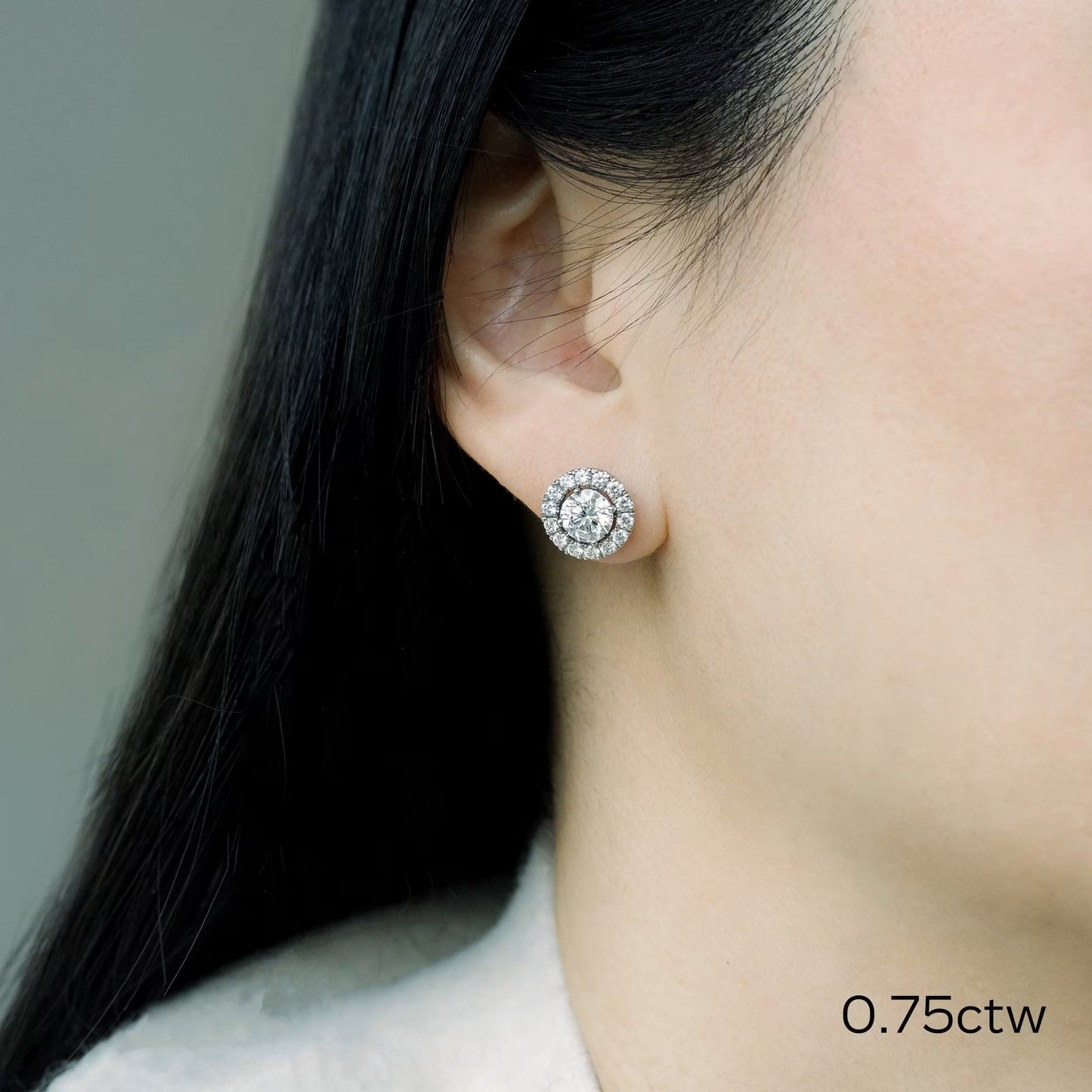 1.20 TCW Round Cut Moissanite Halo Earrings in Gold 3