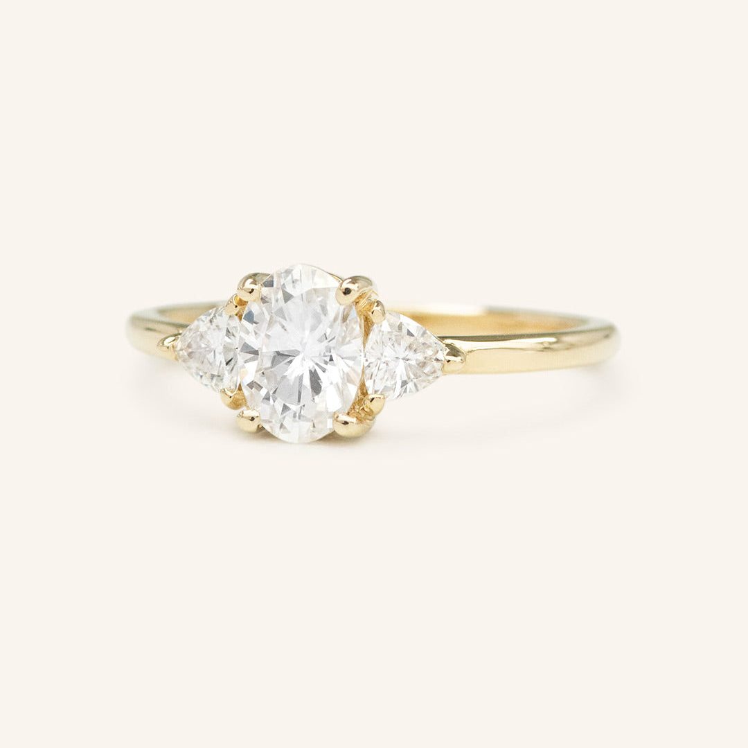 Stunning 1 CT Oval Moissanite Engagement Ring With Three Stone Design 2