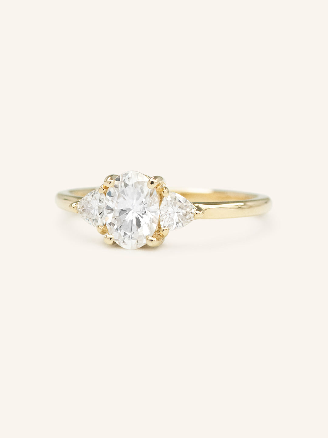 Stunning 1 CT Oval Moissanite Engagement Ring With Three Stone Design 2