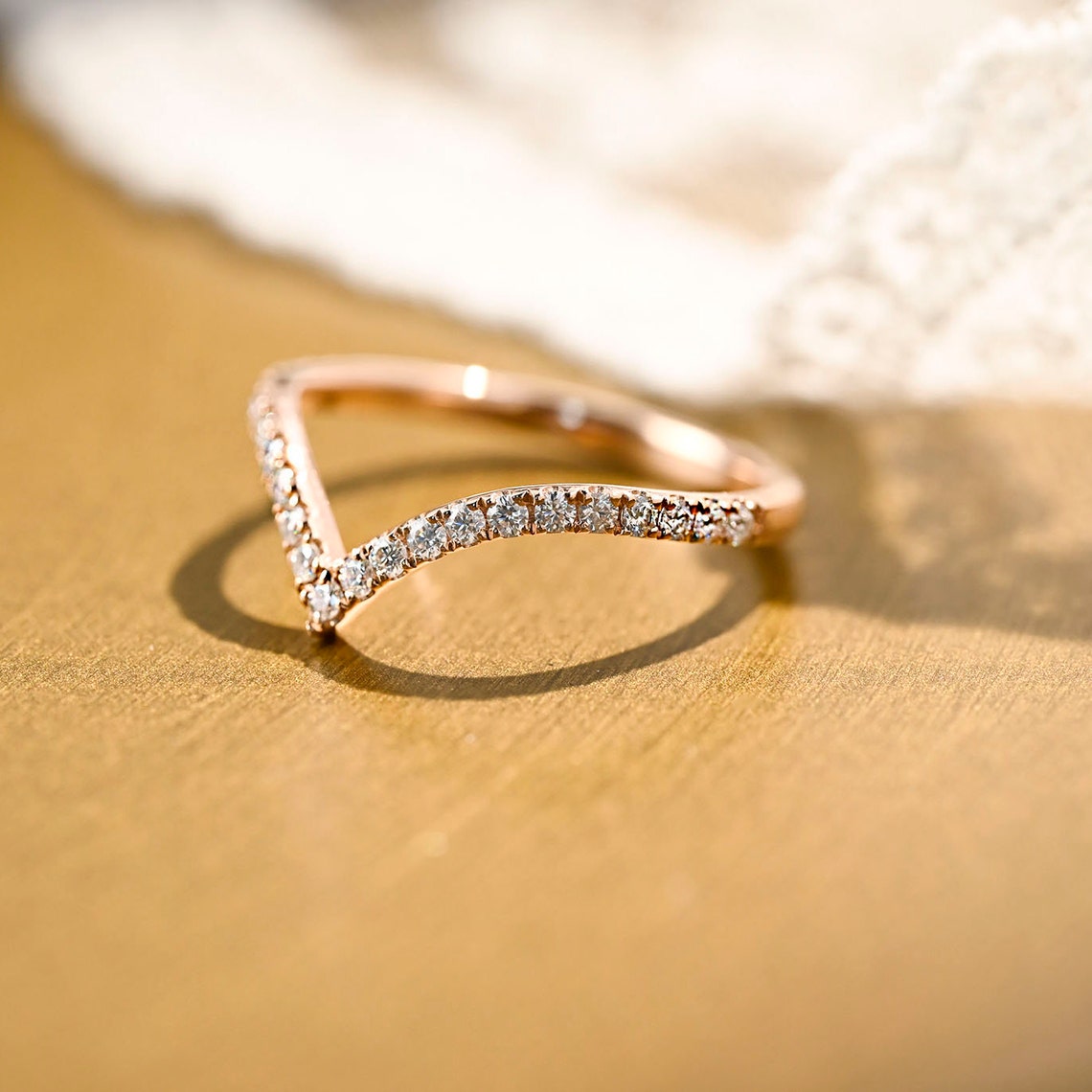 Classic V Shaped Bridal Wedding Band 3