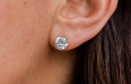 Round Cut Cubic Zirconia in 925 Sterling Silver Earrings 2