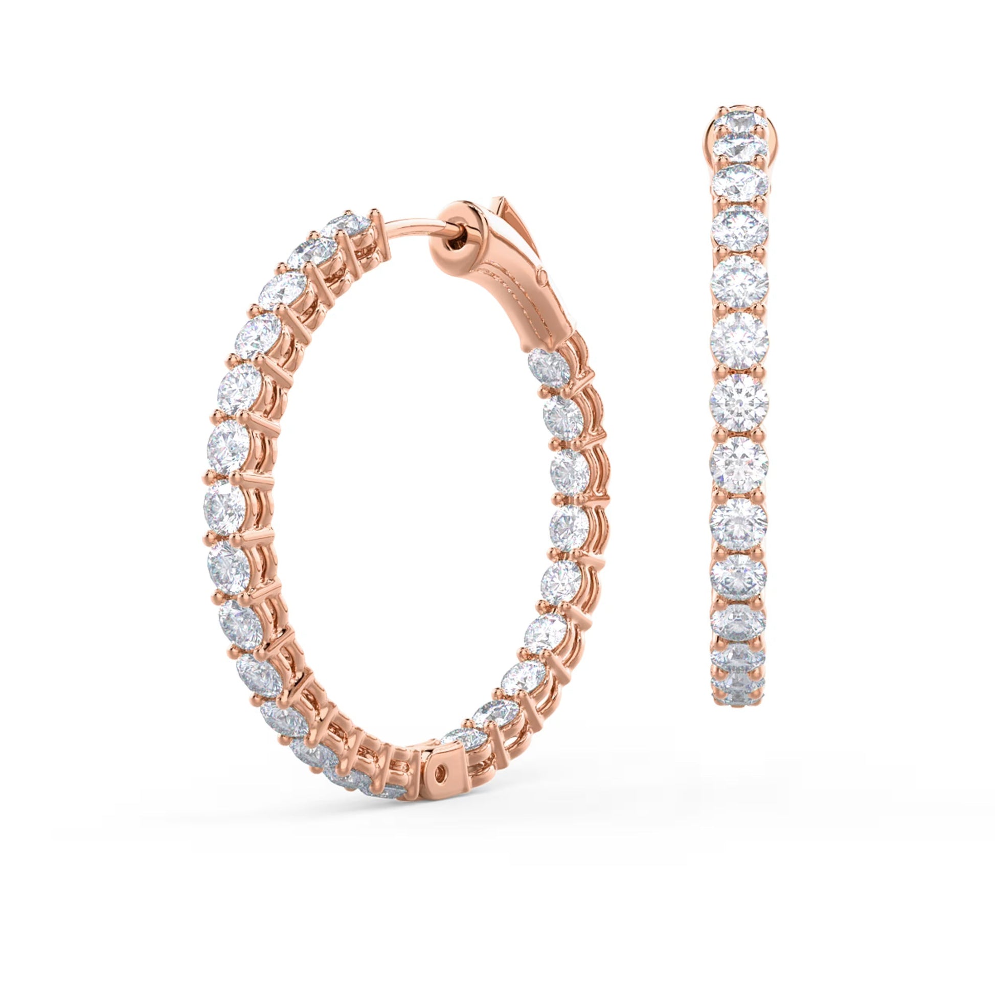 1.0 TCW Round Cut Moissanite Prong Set Inside Out Hoops Earrings in Gold 4