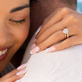 Stunning 3.0 CT Pear Moissanite Engagement Ring with Hidden Halo Design 8