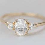 Stunning 1 CT Oval Moissanite Engagement Ring With Three Stone Design 12