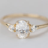 Stunning 1 CT Oval Moissanite Engagement Ring With Three Stone Design 12