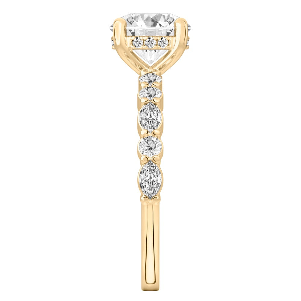 Stunning 1.0- 2.0 CT Round Moissanite Engagement Ring with Hidden Halo & Pave Design 3