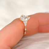 Stunning 1 CT Marquise Moissanite Engagement Ring With Cluster Design 8