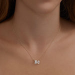 1.0 CT Emerald & Oval Moissanite Diamond Two Stone Necklace in Solid Gold 3