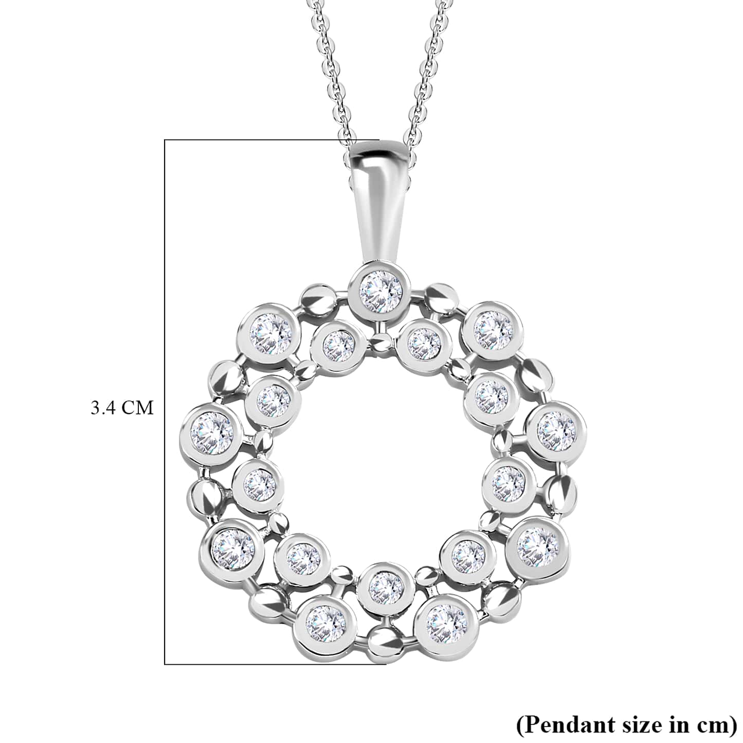 Round Cut Cubic Zirconia in 925 Sterling Silver Necklace 6