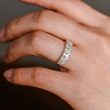 Stunning 0.5 TCW Round & Baguette Moissanite Stones Half Eternity Wedding Band 6