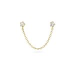 0.20 TCW Round Cut Moissanite Chained Topaz Double Earrings in Gold 3