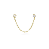 0.20 TCW Round Cut Moissanite Chained Topaz Double Earrings in Gold 3