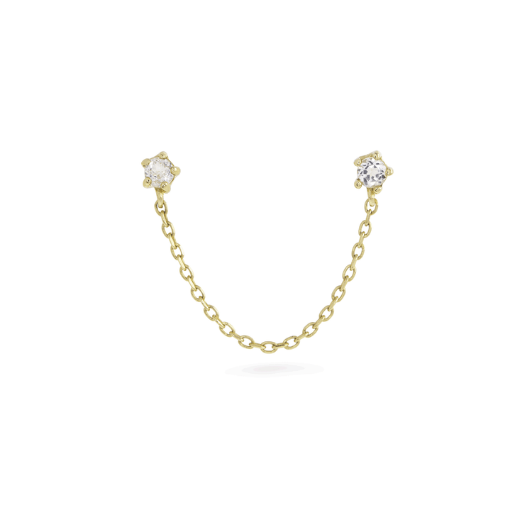 0.20 TCW Round Cut Moissanite Chained Topaz Double Earrings in Gold 3