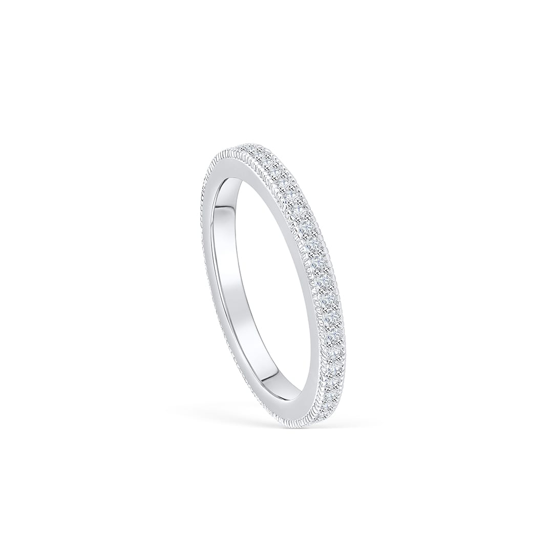 Stunning 0.3 TCW  Round Moissanite Stones Miligrain Channel Wedding Band 2
