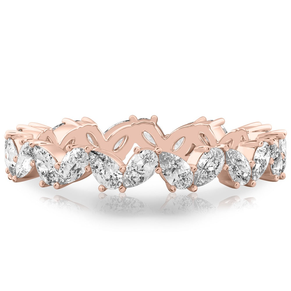 Stunning 1.92CT Pear Moissanite Stones Cluster Wedding Bands 7