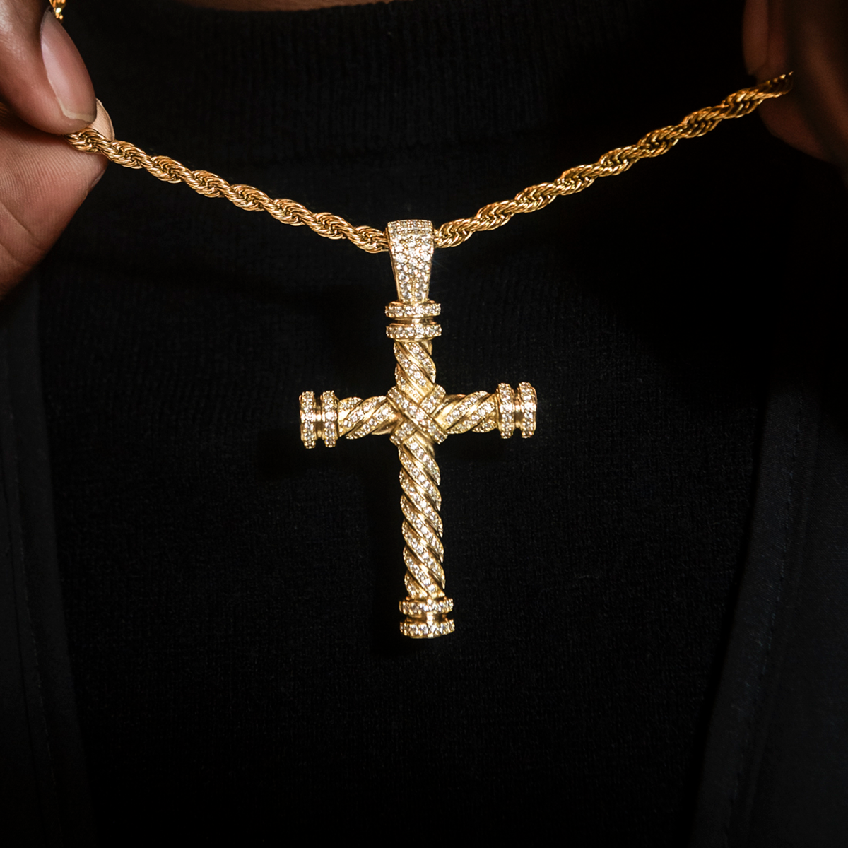 2 CT Round Moissanite Cross Style Silver Pendant for Him 2