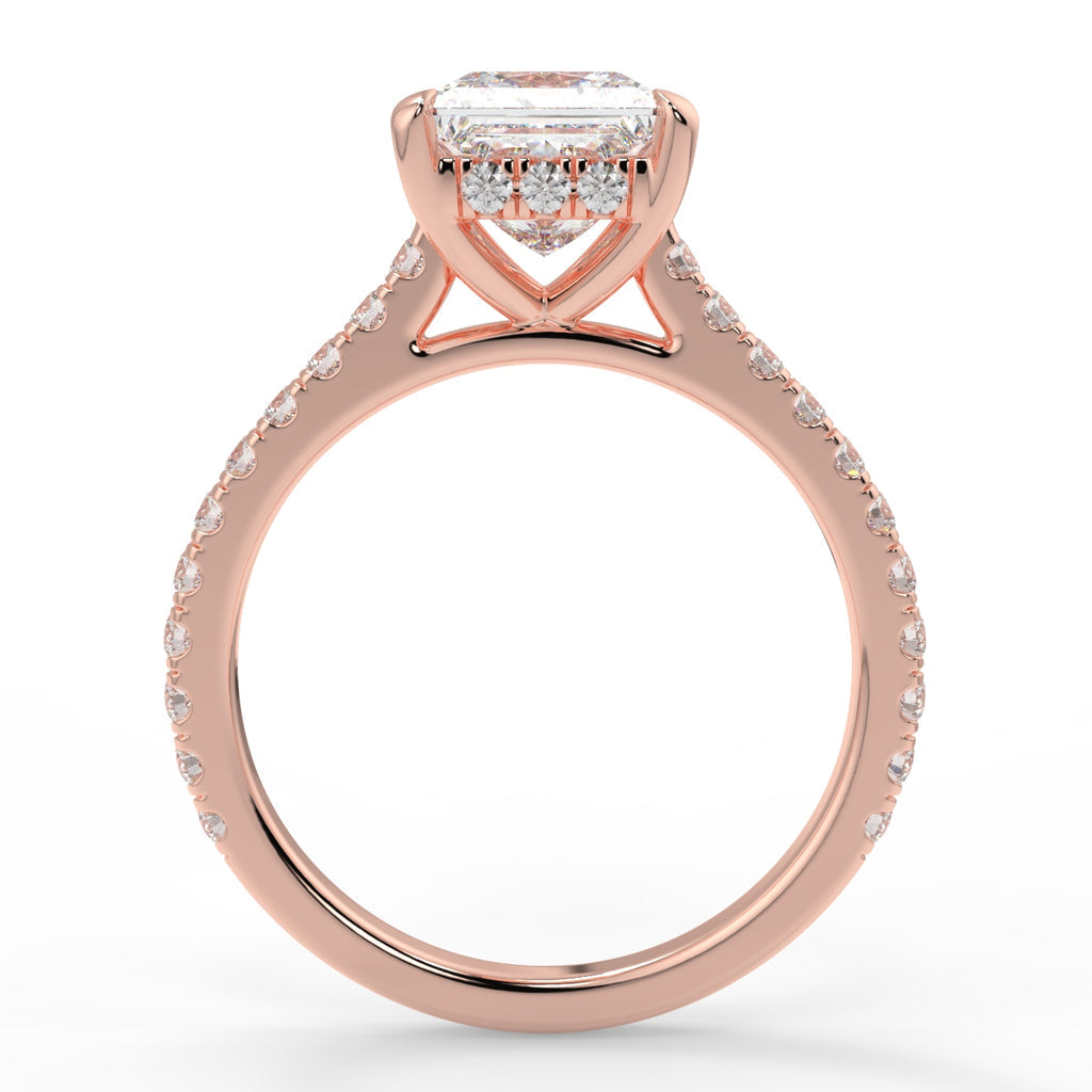 Stunning 1.30 CT Princess Moissanite Engagement Ring with Hidden Halo & Pave Design 8