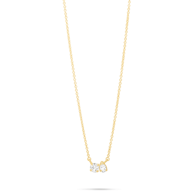 0.80 CT Round & Pear Moissanite Diamond Two Stone Pendant Necklace in Solid Gold 2