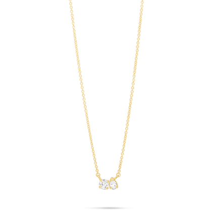 0.80 CT Round & Pear Moissanite Diamond Two Stone Pendant Necklace in Solid Gold 2